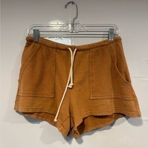 Aerie Brown Athletic Shorts with terry cloth detailing